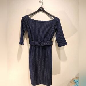 Gretchen Scott Designs Navy Pinstripe Dress Size M